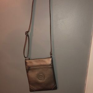 brand new, never used bronze crossbody bag
